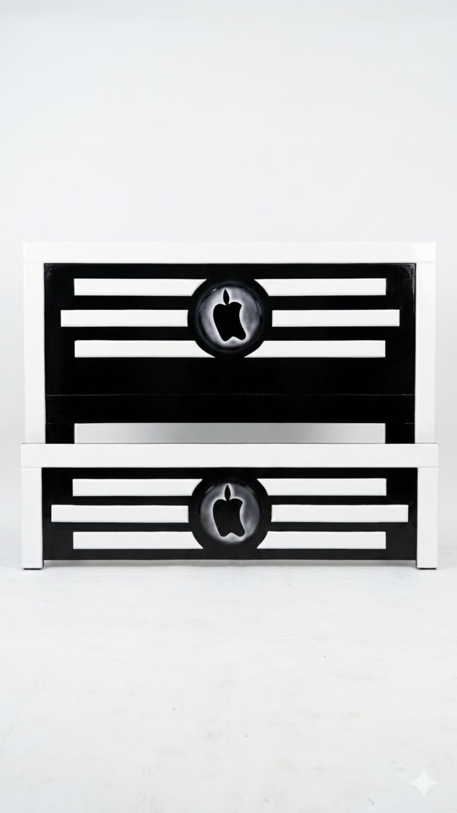 Tech-Inspired Monochrome Black and White Headboard & Footboard Set 1