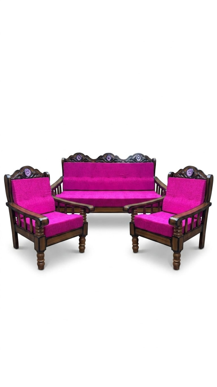 Traditional Wooden 5-Seater Sofa Set 1