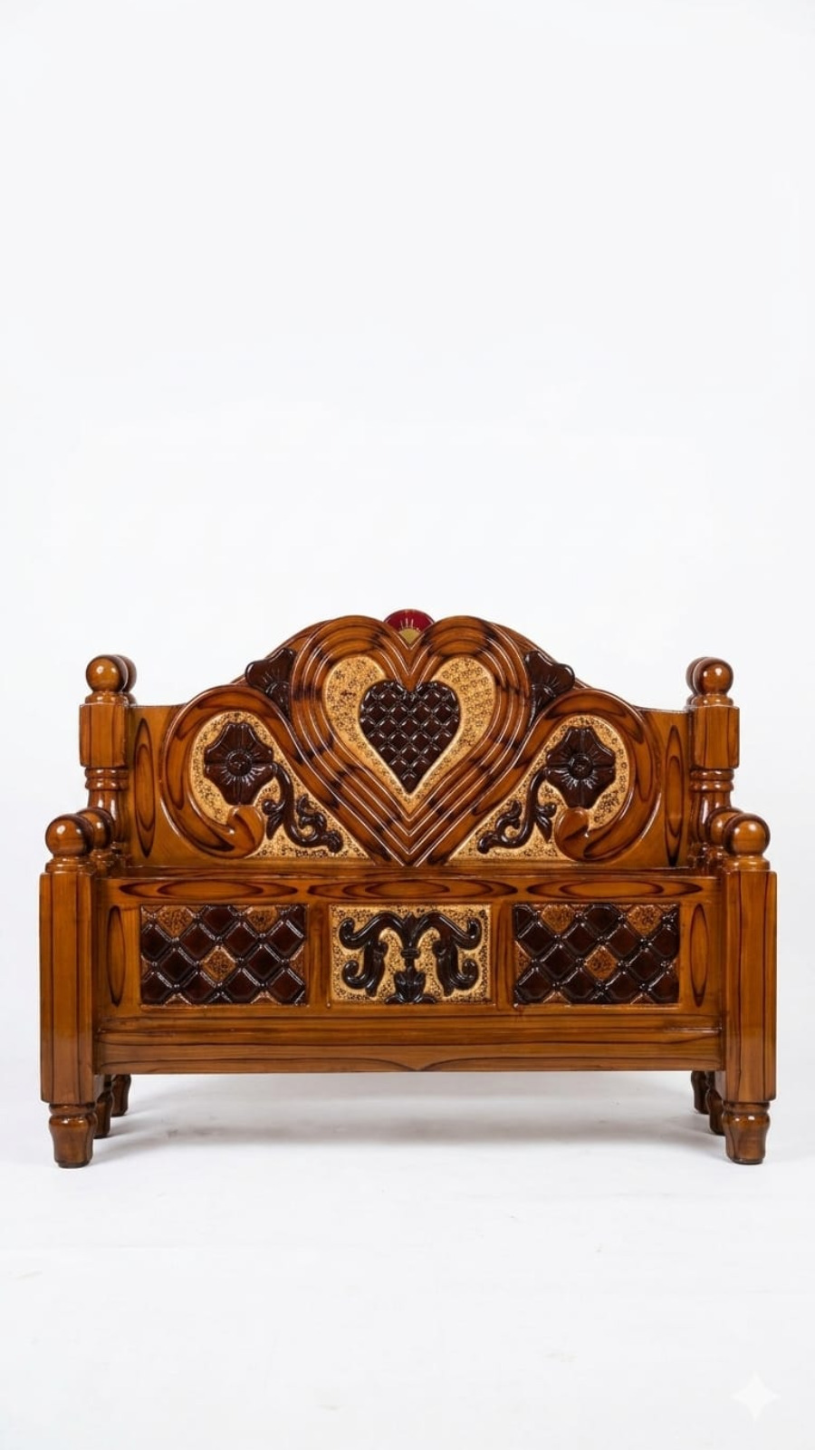 Heritage Chettinad Style Teak Finish Cot 1
