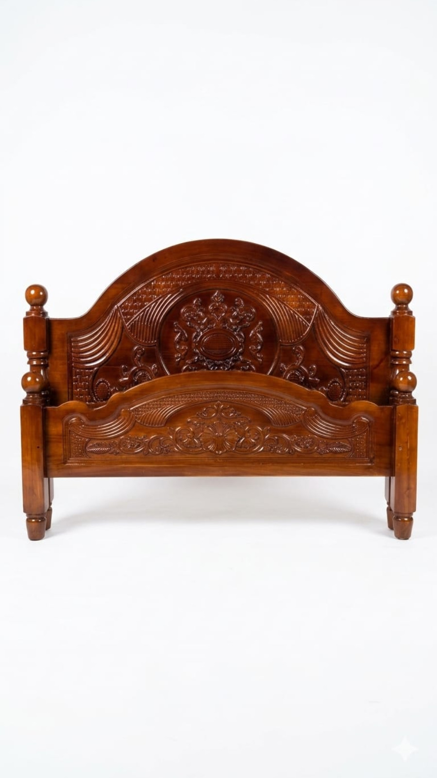 Royal Chettinad Maharaja Teak Finish Wooden Cot 1