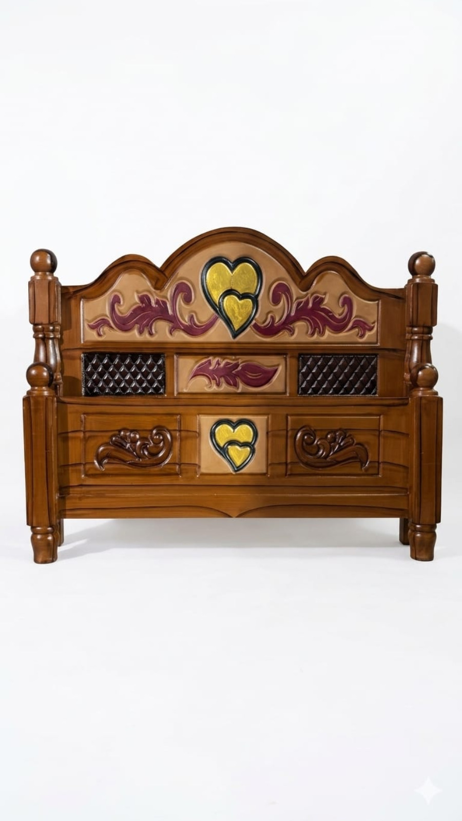 Premium Teak Finish Heritage Wooden Cot 1