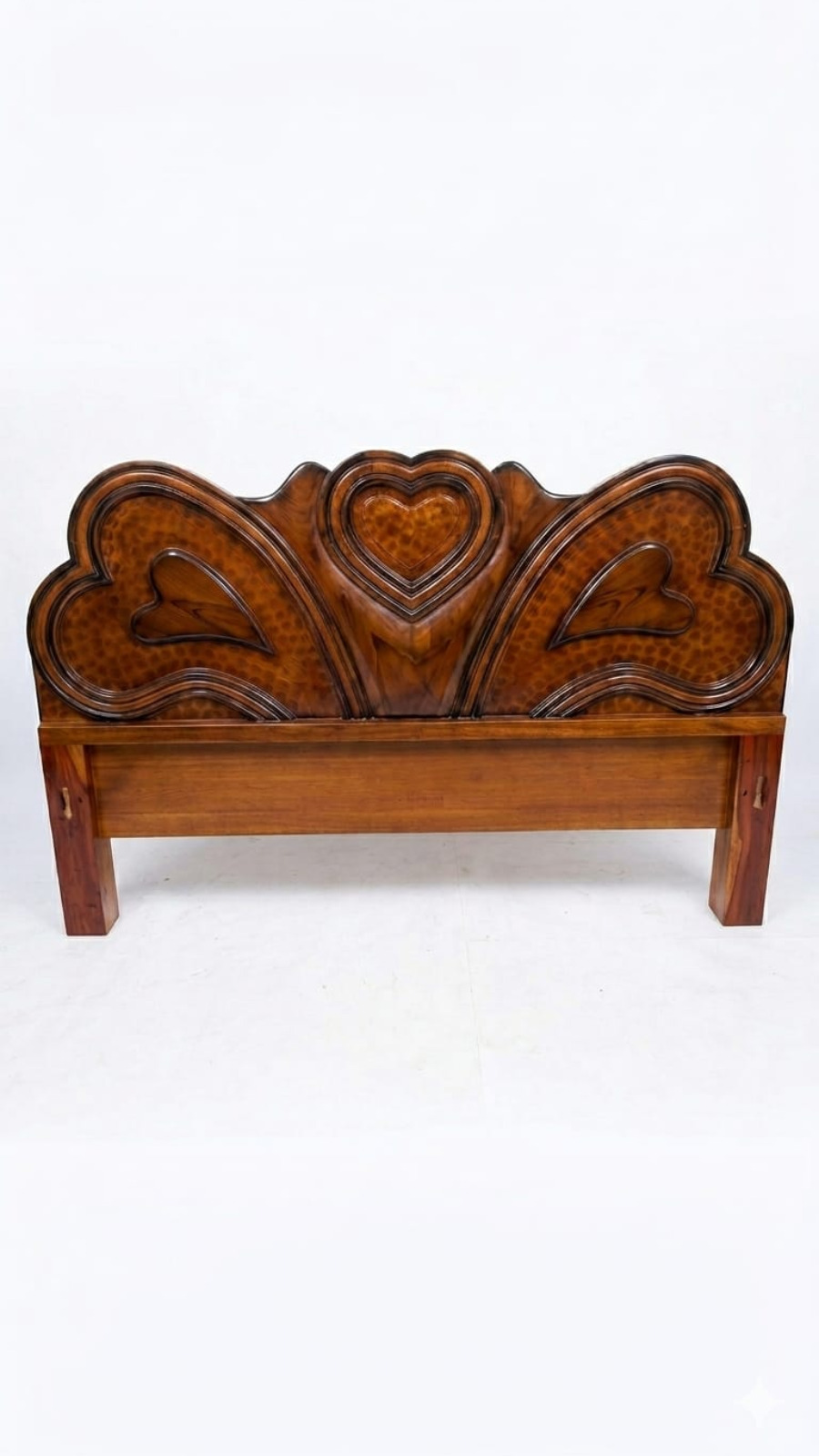 Premium Teak Finish Triple Heart Design Wooden Cot