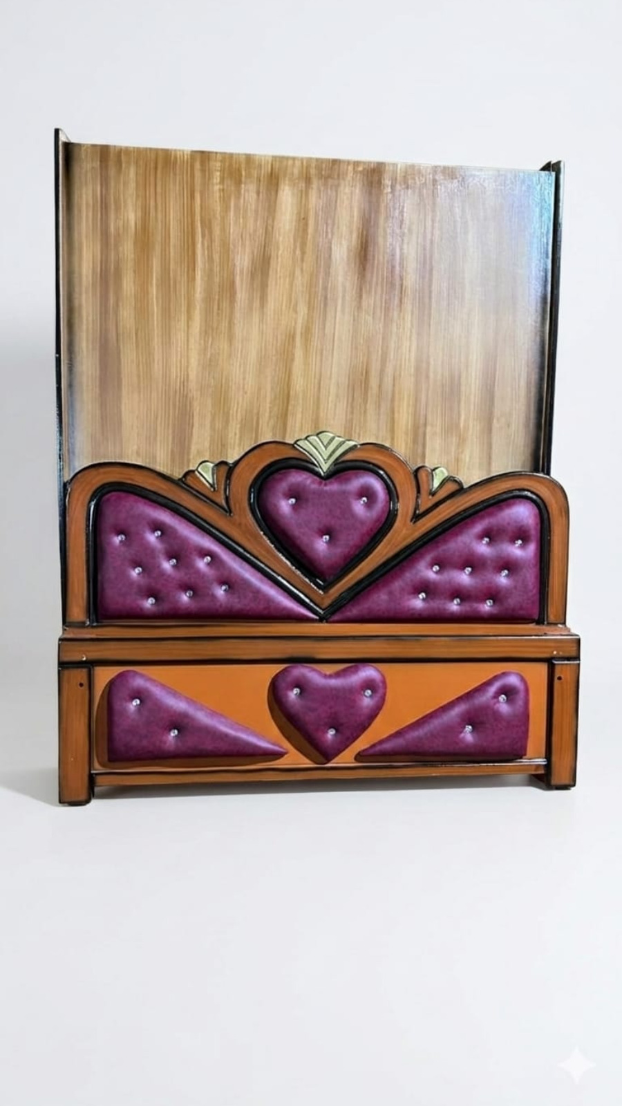 Elegant Honey-Teak Finish Cot with Triple Segment Purple Heart Cushion 1
