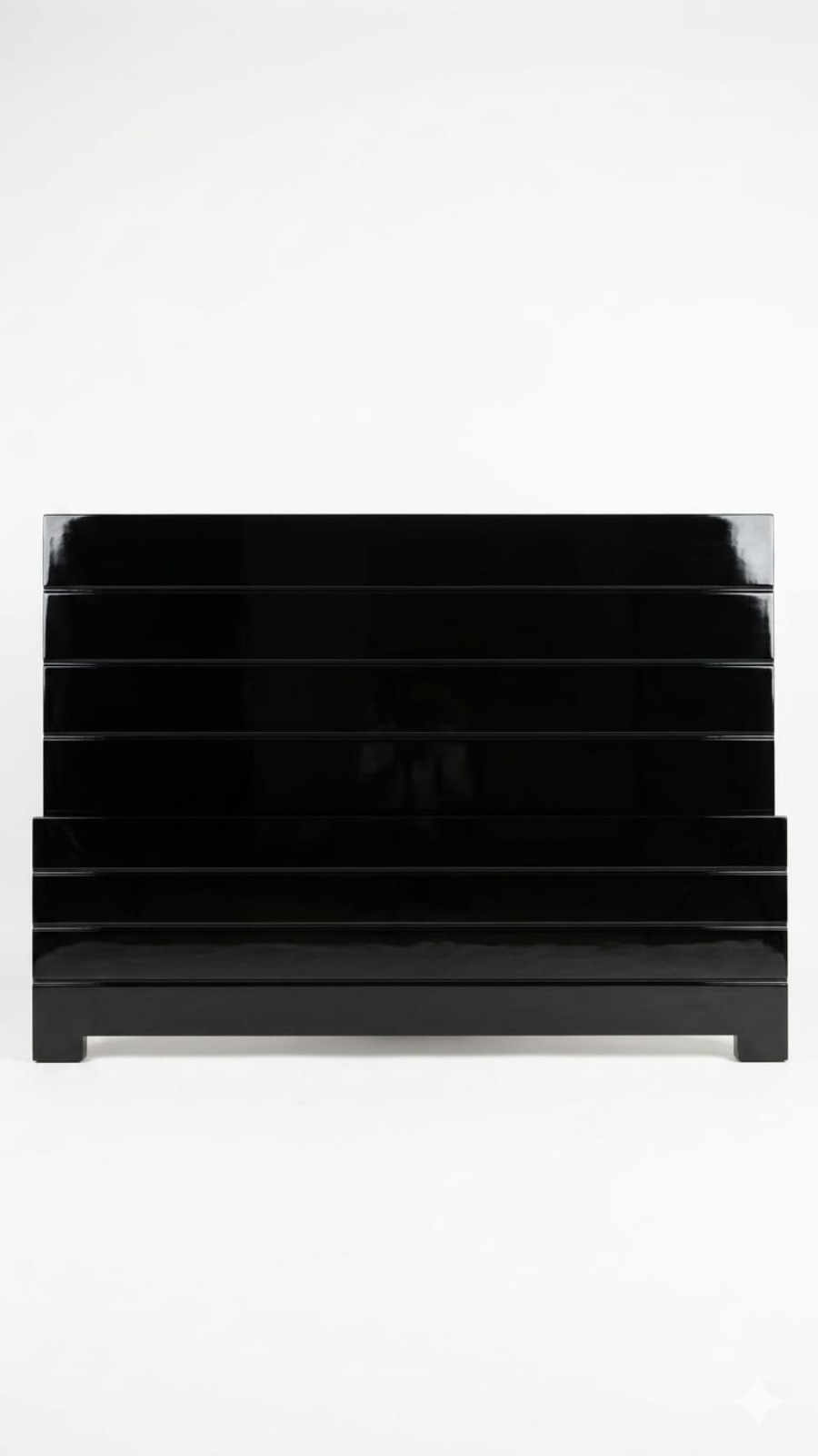 Ultra-Modern High-Gloss Piano Black Cot with Horizontal Slatted Design 1