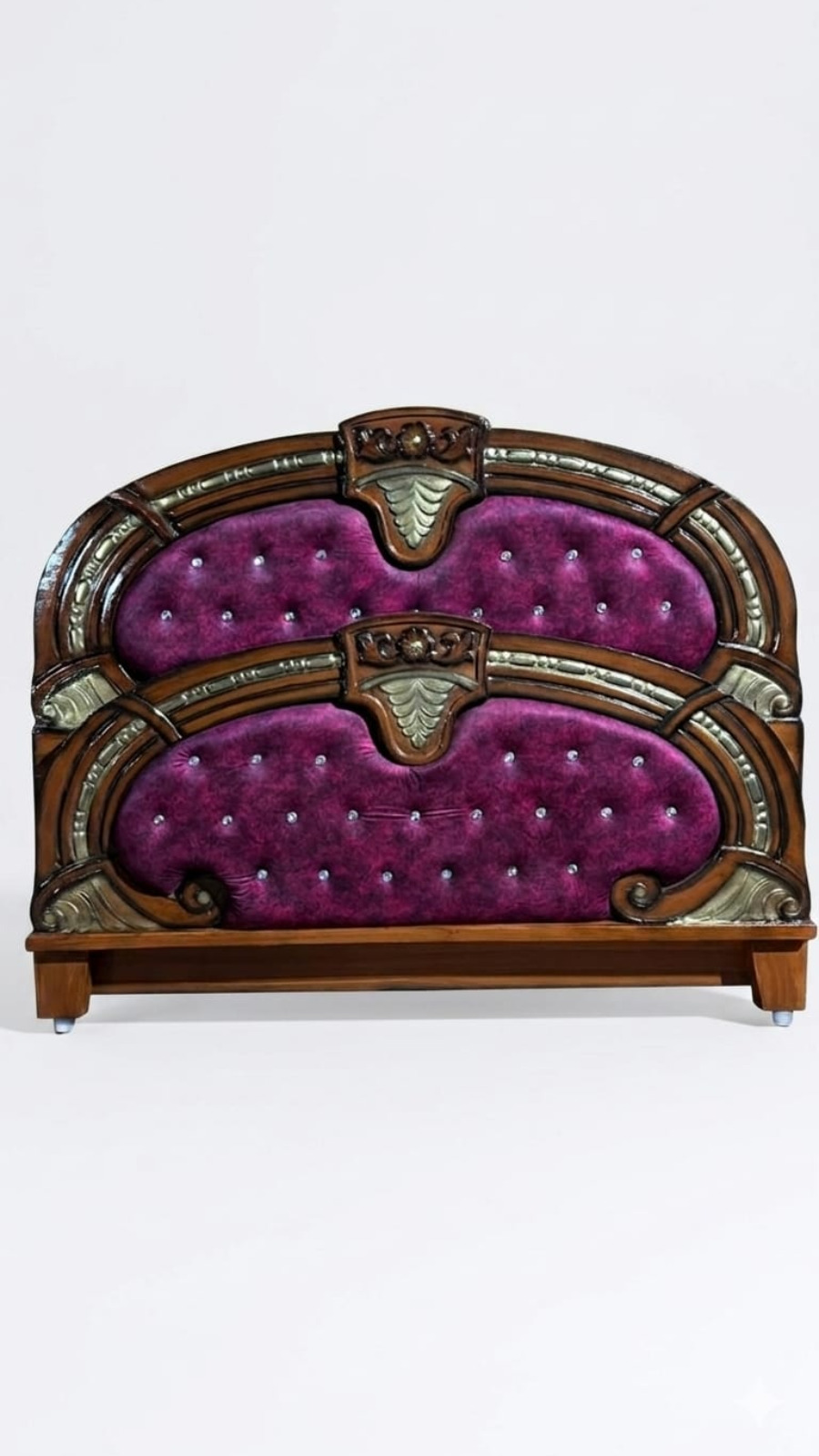 Luxury Capsule Arch Cot with Royal Purple Velvet Tufted Cushion & Gold Trims 1