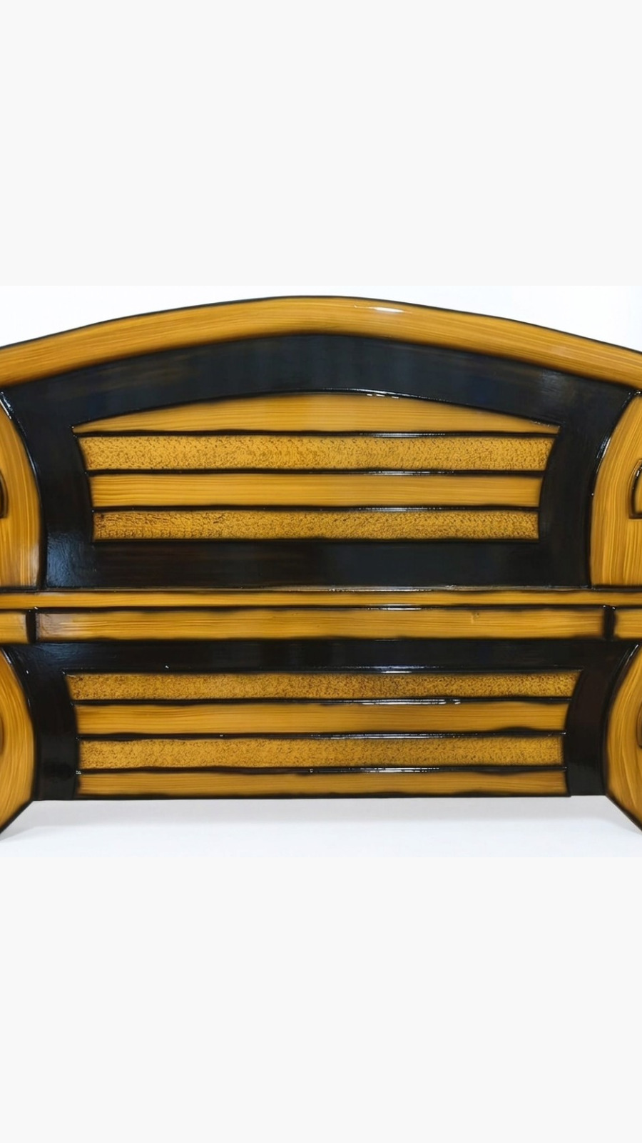 Premium Teak Finish Dual-Tone Wooden Headboard with Horizontal Step Design 1