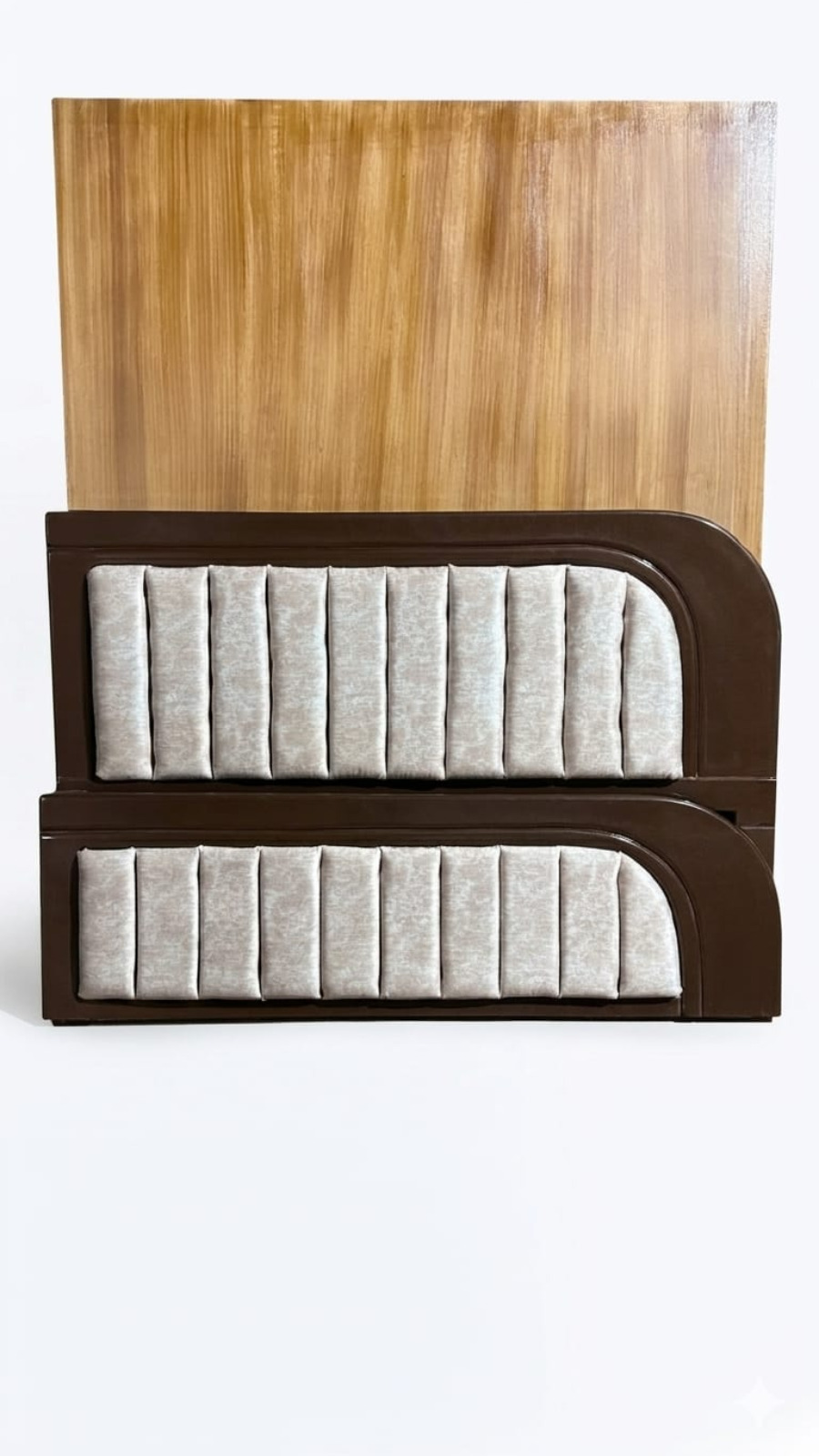 Premium Chocolate Brown Cot with Curved Headboard & Vertical Tufted Cushion 1