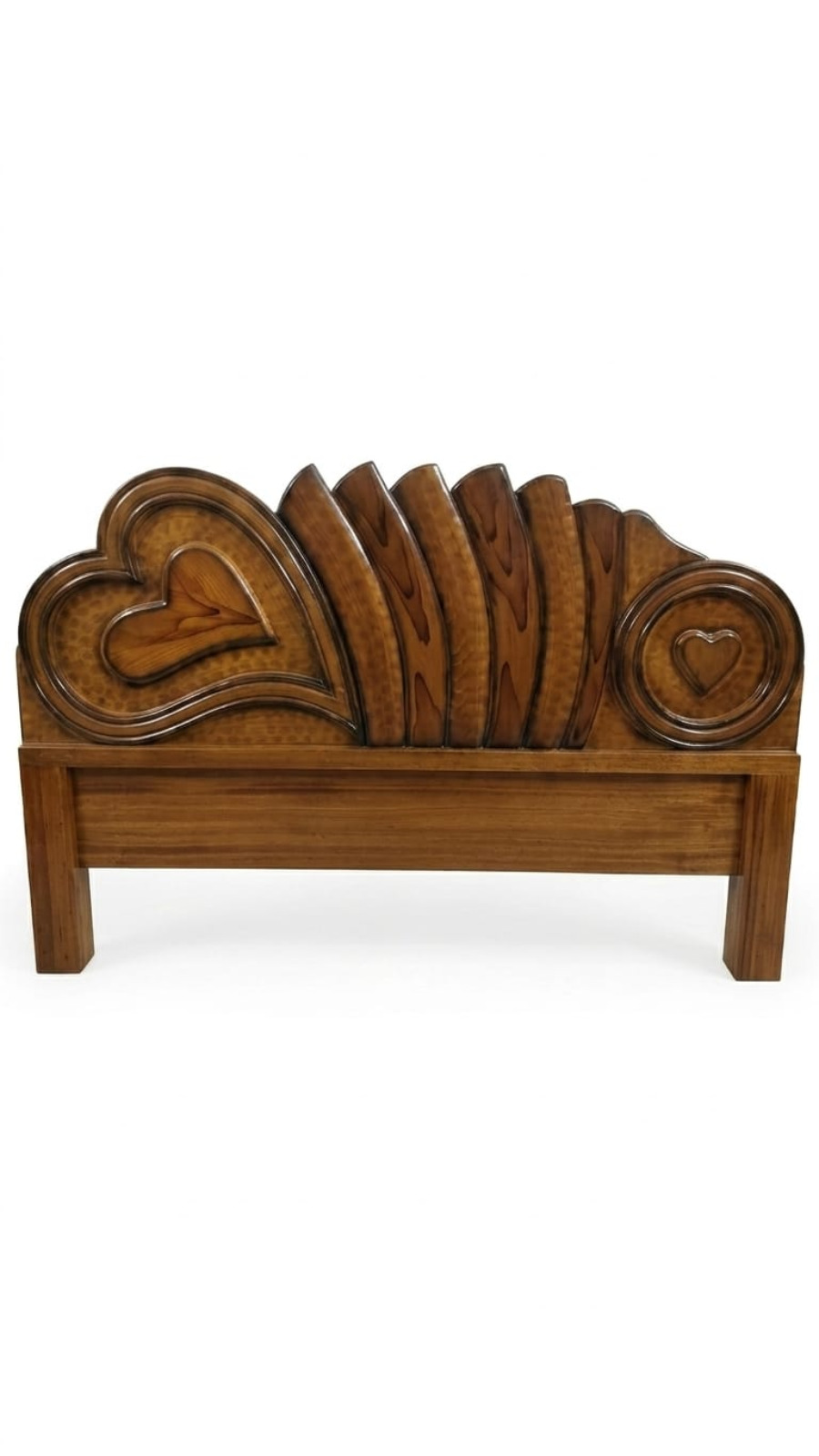 Premium Teak Finish Wave and Heart Design Wooden Cot 1