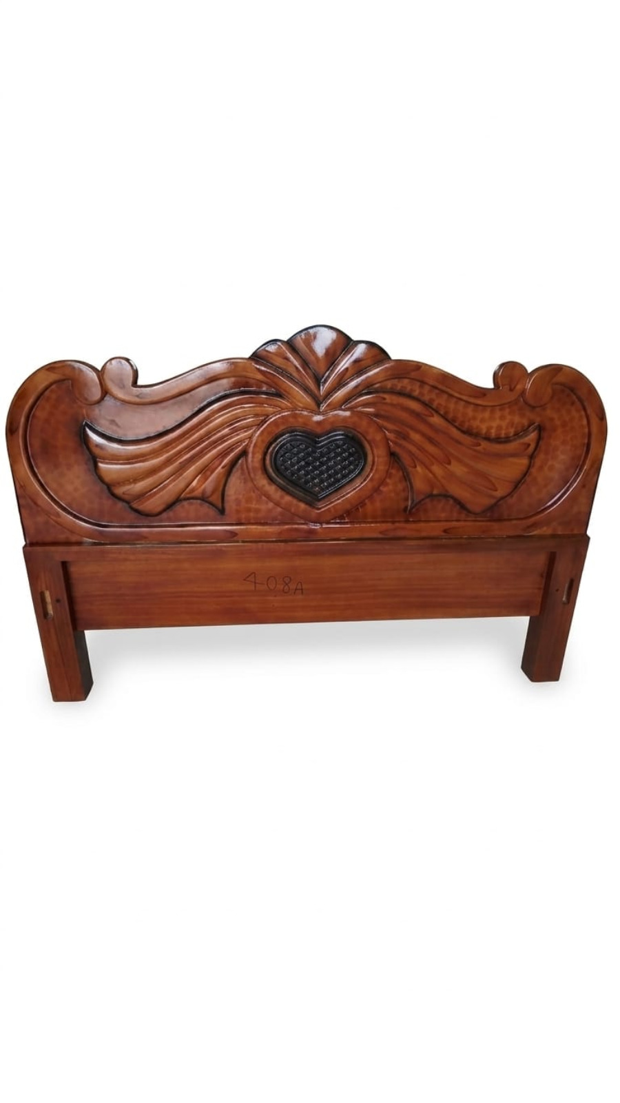 Elegant Teak Finish Heart with Wings Design Wooden Cot 1