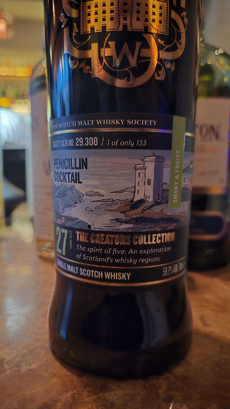 SMWS 29.308 Smoky & Fruity "penicillin cocktail" 27년