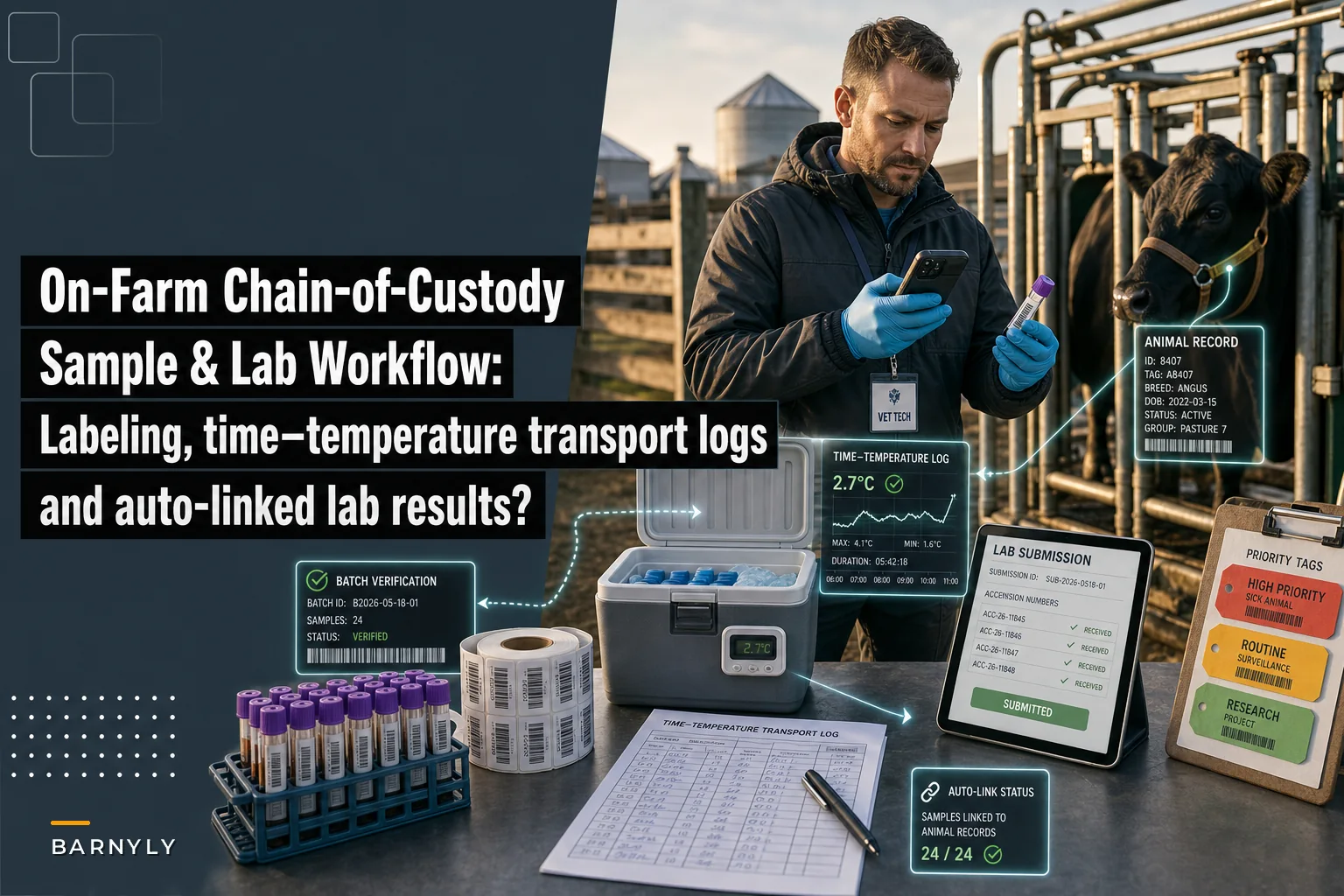 Don't lose diagnostic value: an on‑farm chain‑of‑custody and lab‑submission workflow with sample labeling and transport logs