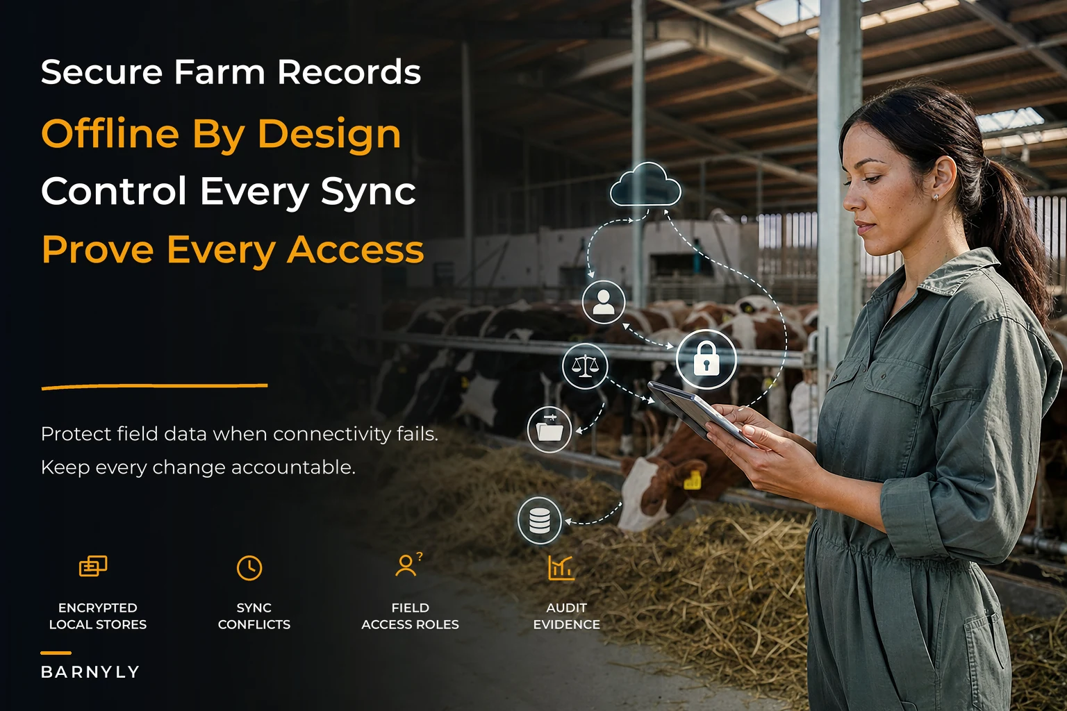 Offline-first data governance that secures livestock farm records
