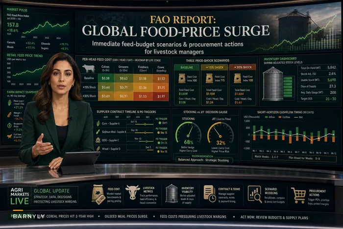 Responding to the FAO food‑price surge: immediate feed‑budget scenarios and procurement actions for livestock managers