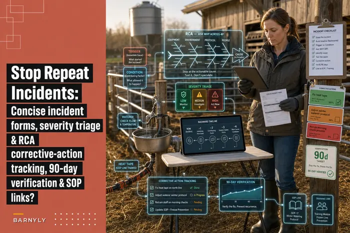 Stop repeat incidents with concise farm incident logging and RCA templates