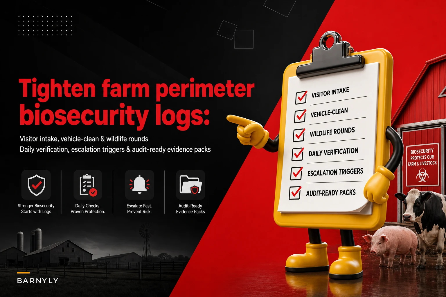 Tighten farm perimeter biosecurity with visitor, vehicle and wildlife logs