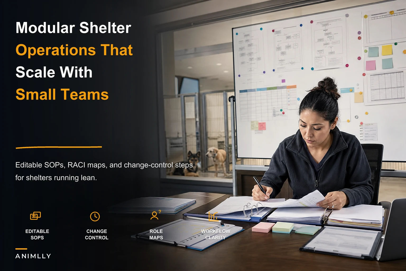A modular shelter operations playbook: editable SOP templates, RACI maps and change-control for small teams