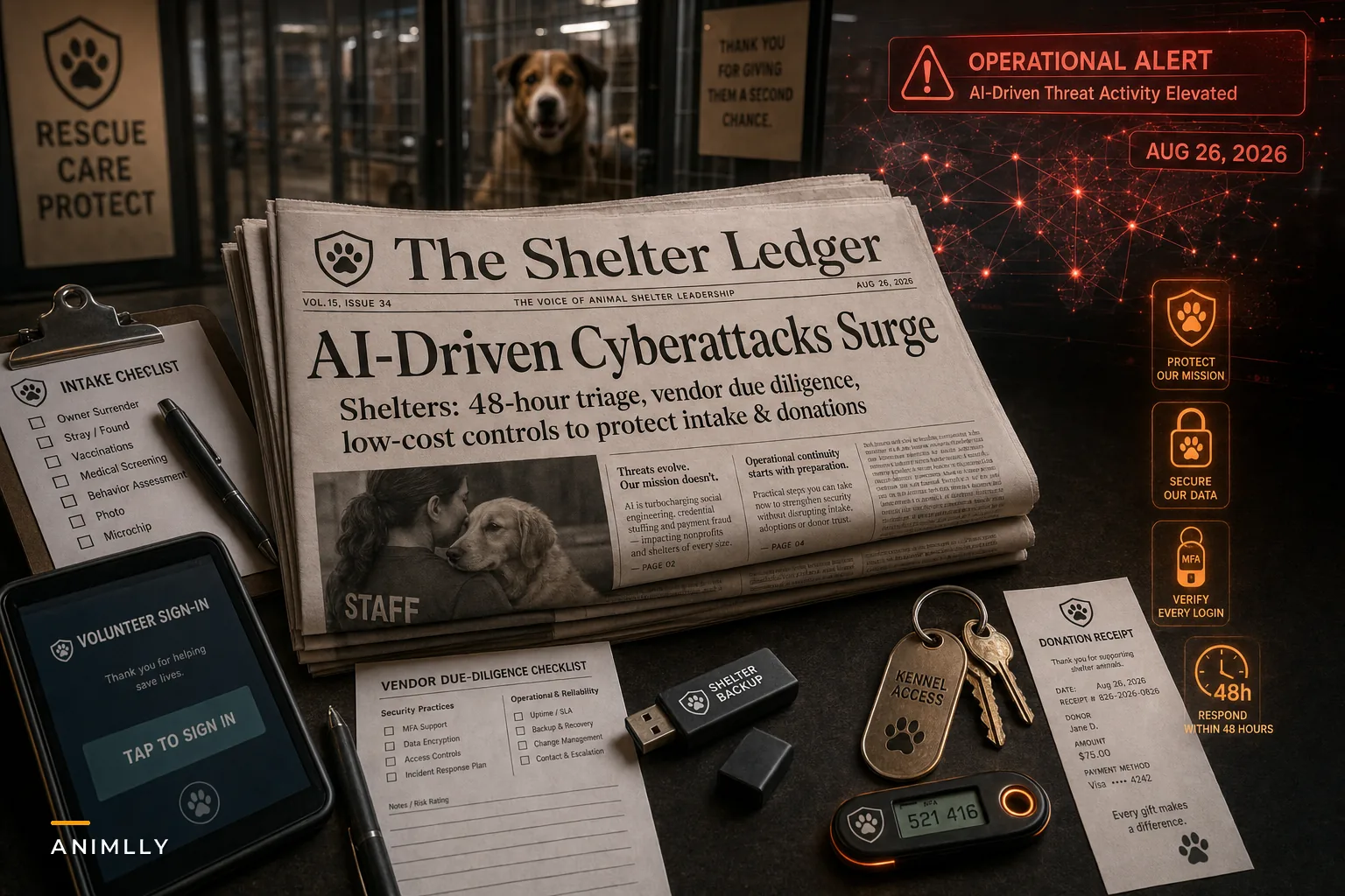 Responding to the Aug 2026 surge in AI-driven cyberattacks: 7 practical cybersecurity actions for animal shelters