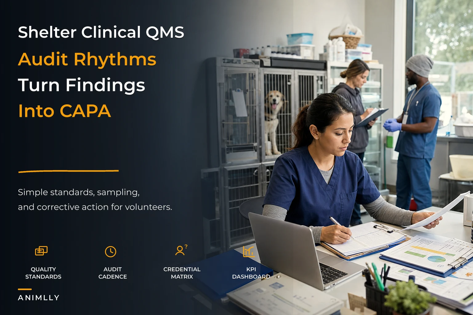Shelter clinical QMS and audit rhythms for volunteer clinics
