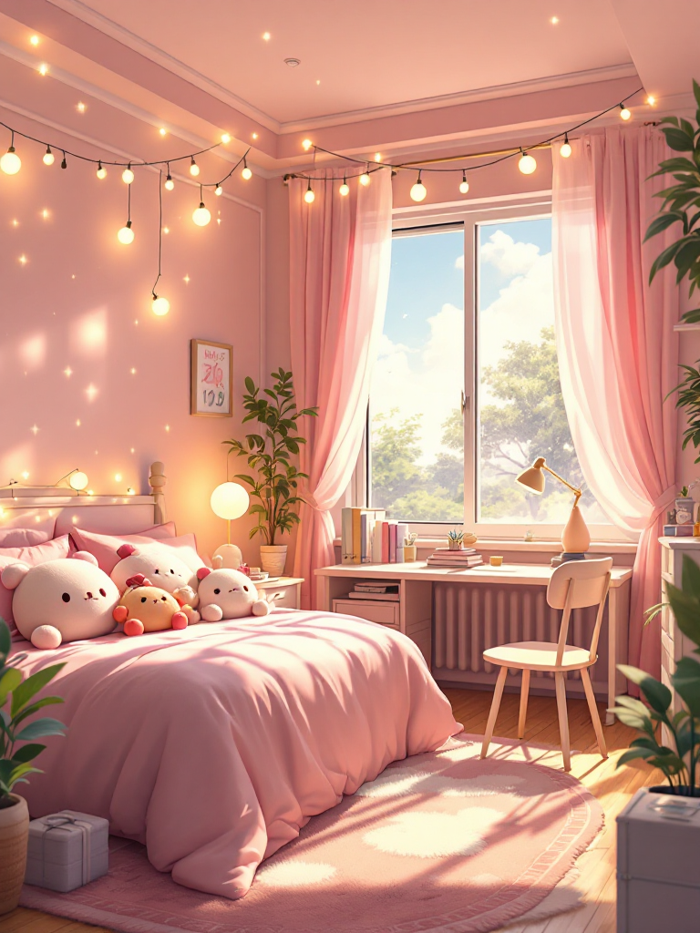 アニメ風女の子の部屋・寝室のプロンプト (ComfyStudio) - FLUX (curated anime workflow) で生成した AI イラスト プレビュー