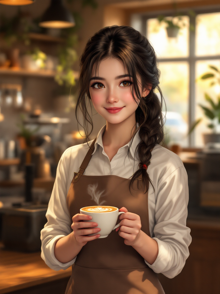 アニメ風カフェ店員 / バリスタキャラ (ComfyStudio) - FLUX (curated anime workflow) で生成した AI イラスト プレビュー