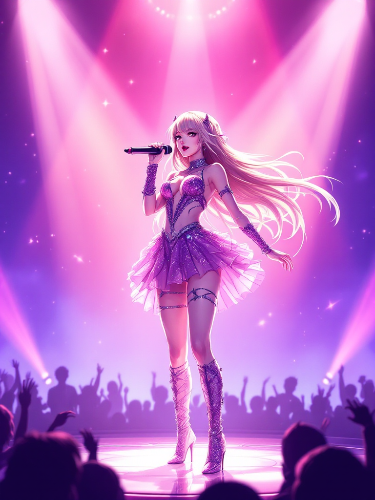 アニメ風アイドルステージパフォーマンス (ComfyStudio) - FLUX (curated anime workflow) で生成した AI イラスト サンプル