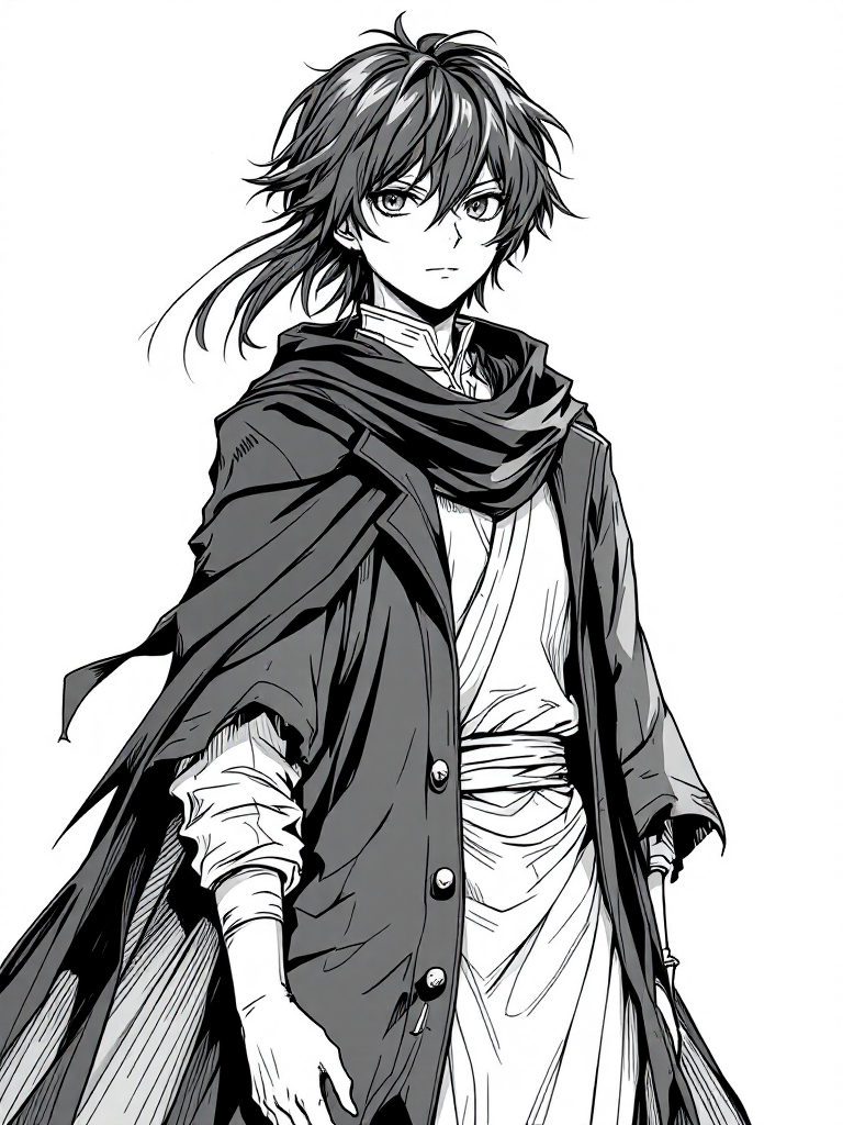 アニメ風線画キャラのプロンプト (ComfyStudio) - FLUX (curated lineart workflow) で生成した AI イラスト プレビュー
