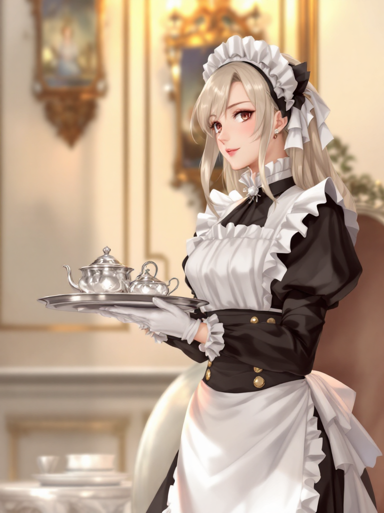 メイド服のアニメキャラクター (ComfyStudio) - FLUX (curated anime workflow) で生成した AI イラスト プレビュー