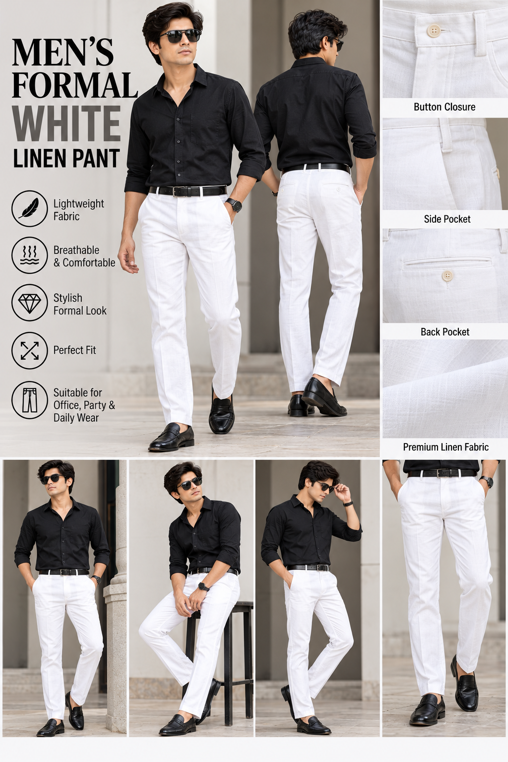 Men's White Straight-Fit Jeans
