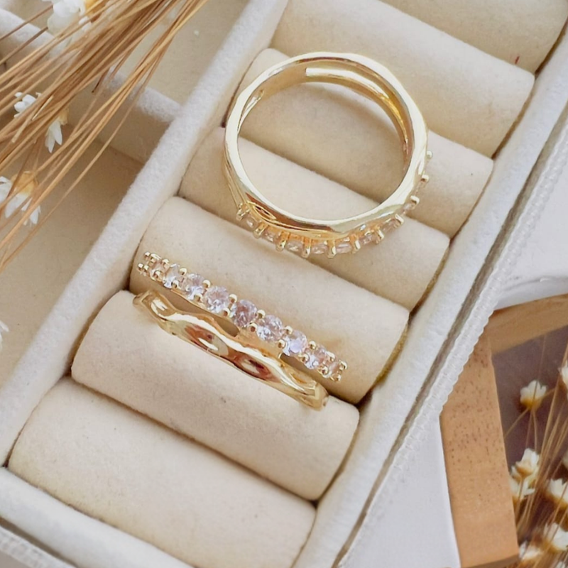 Trio de Anéis Zircônia