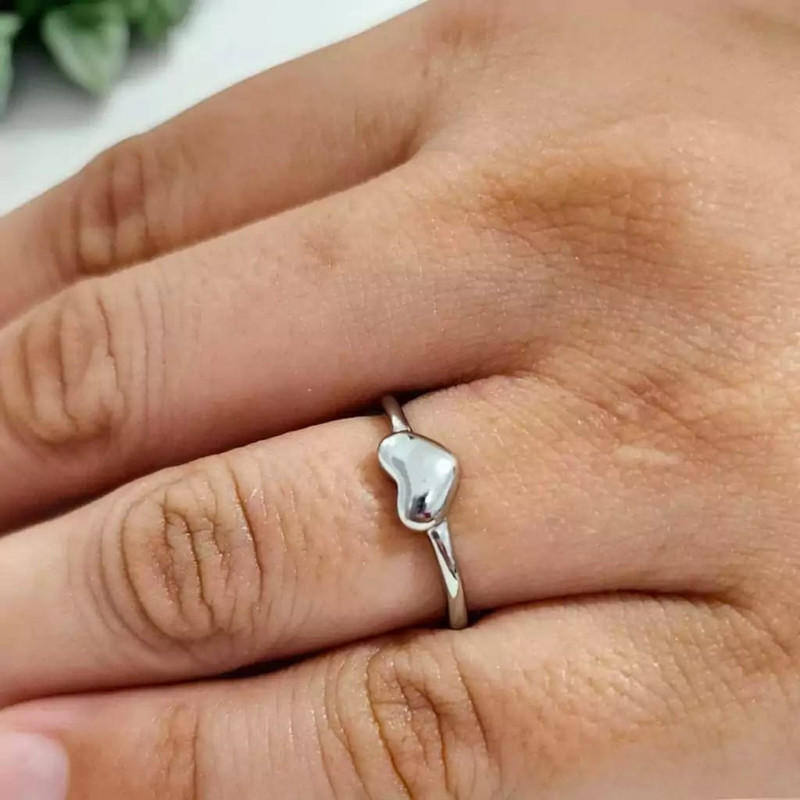 Anel Coração Liso Prata