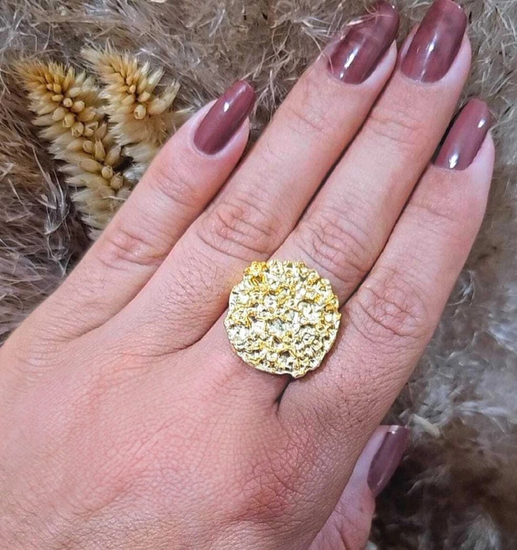 Anel Chapa Orgânica Dourado