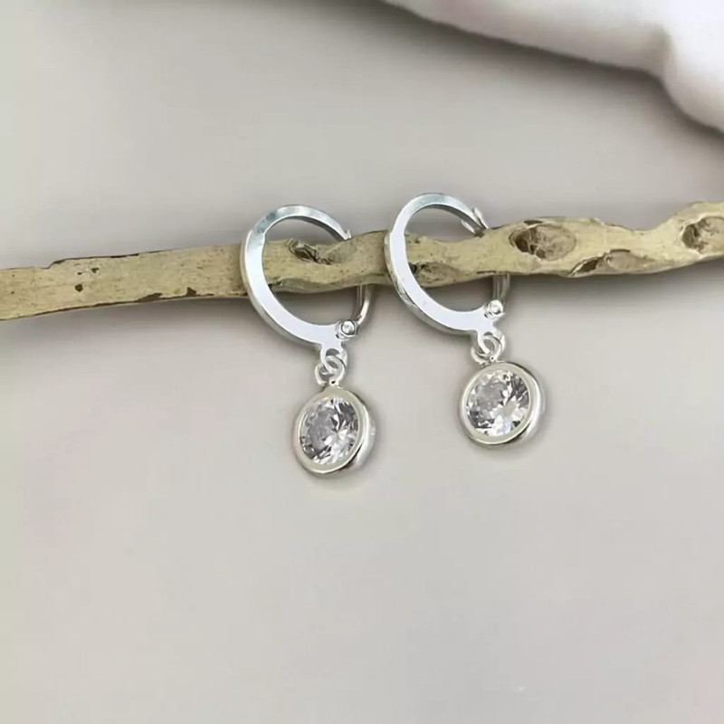 Brinco  Argola Click Pingente Zircônia Cristal