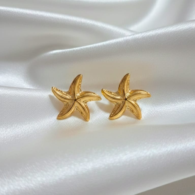Brinco Estrela do Mar banho ouro 18k