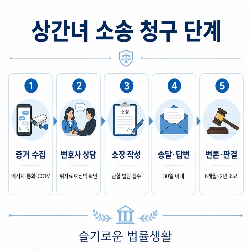 상간녀 소송 청구 단계 — 증거 수집부터 판결까지 5단계