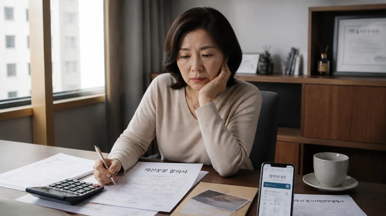 재산분할 문서 검토하는 사람