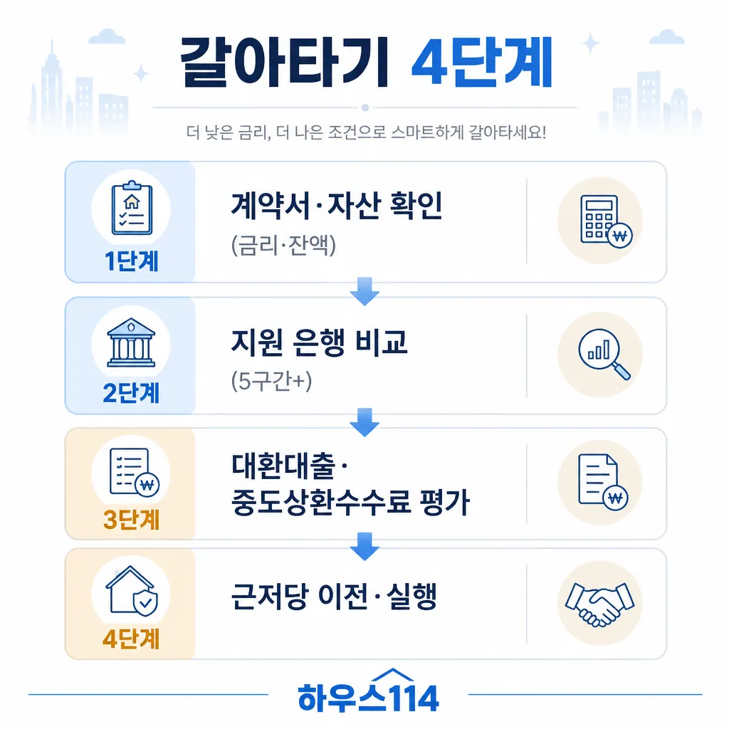 주담대 갈아타기 4단계 카와이 인포그래픽