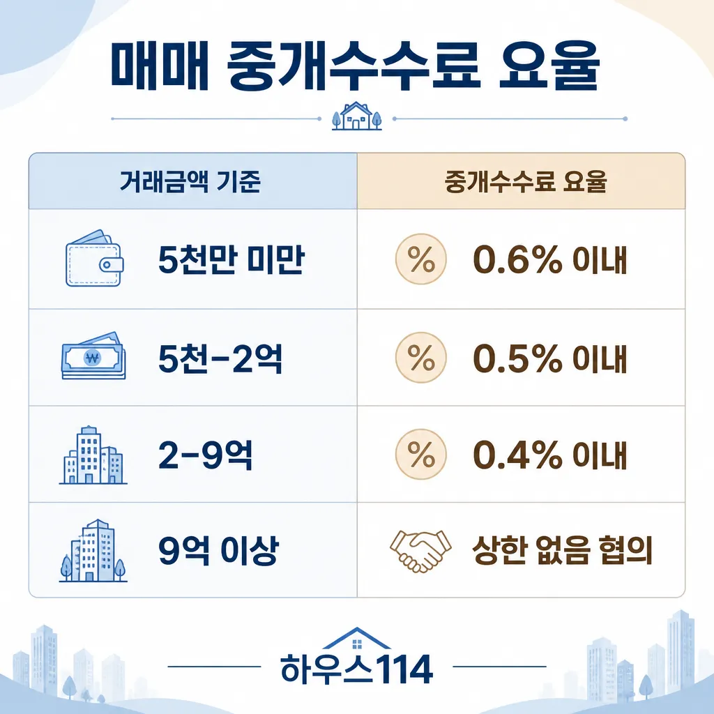 매매 부동산 중개수수료 요율 카와이 인포그래픽