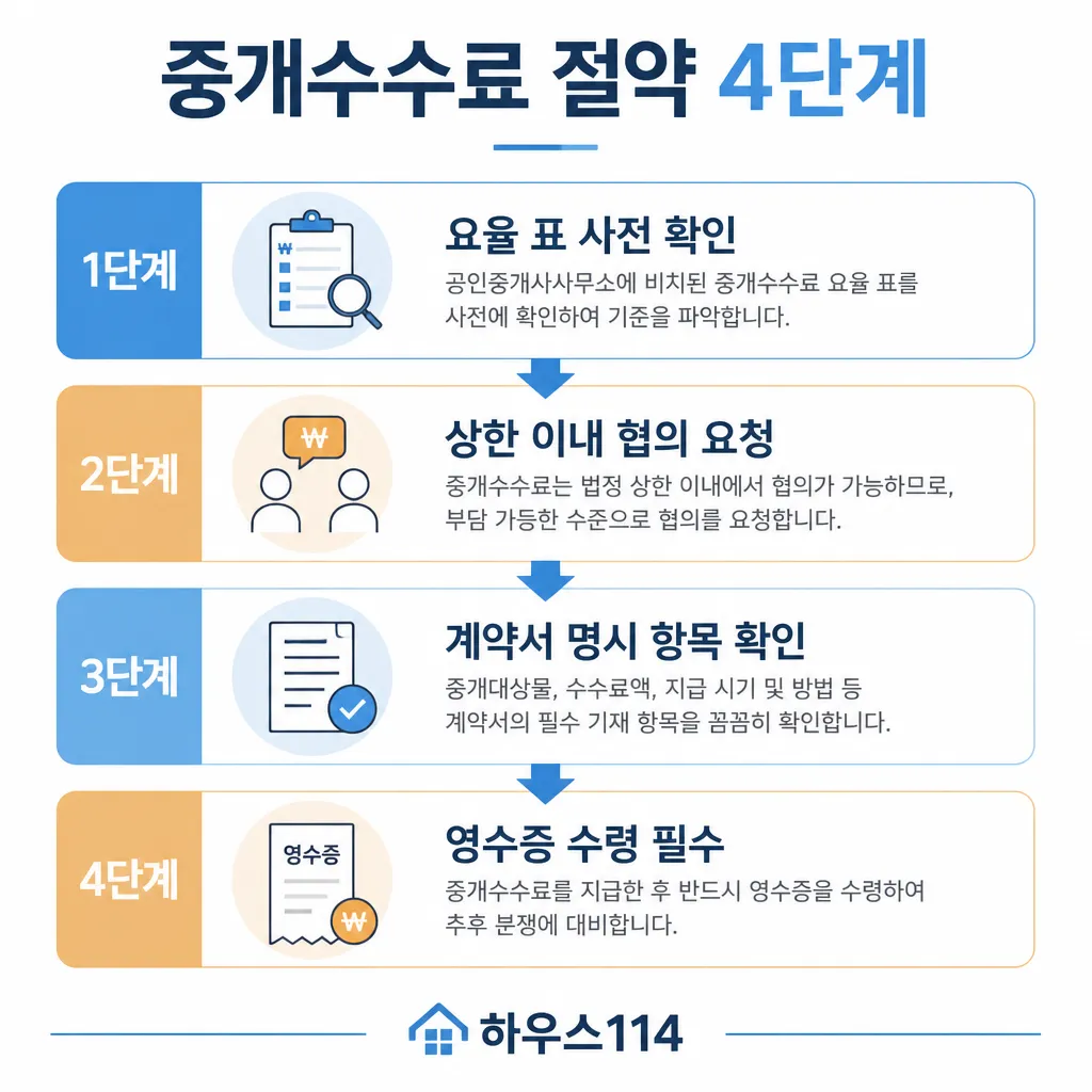 부동산 중개수수료 절약 4단계 카와이 인포그래픽