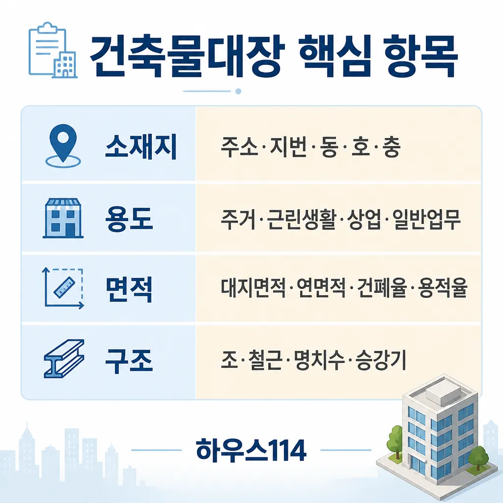 건축물대장 핵심 항목 카와이 인포그래픽