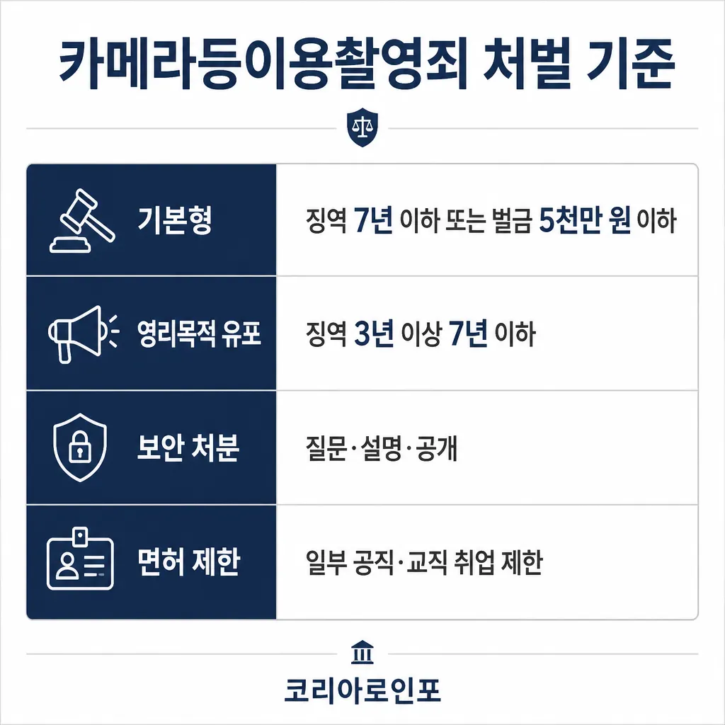 카메라등이용촬영죄 처벌 기준 카와이 인포그래픽