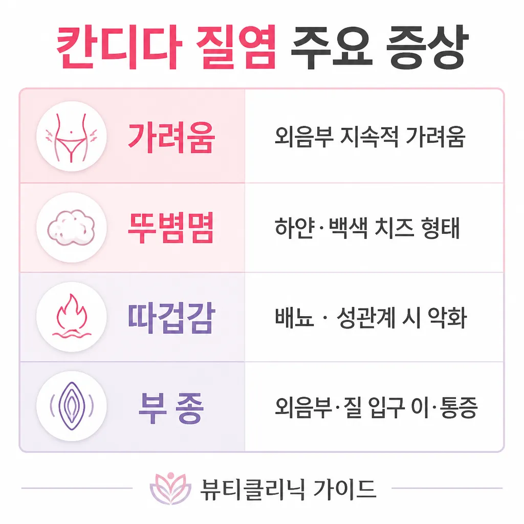 칸디다 질염 주요 증상 카와이 인포그래픽