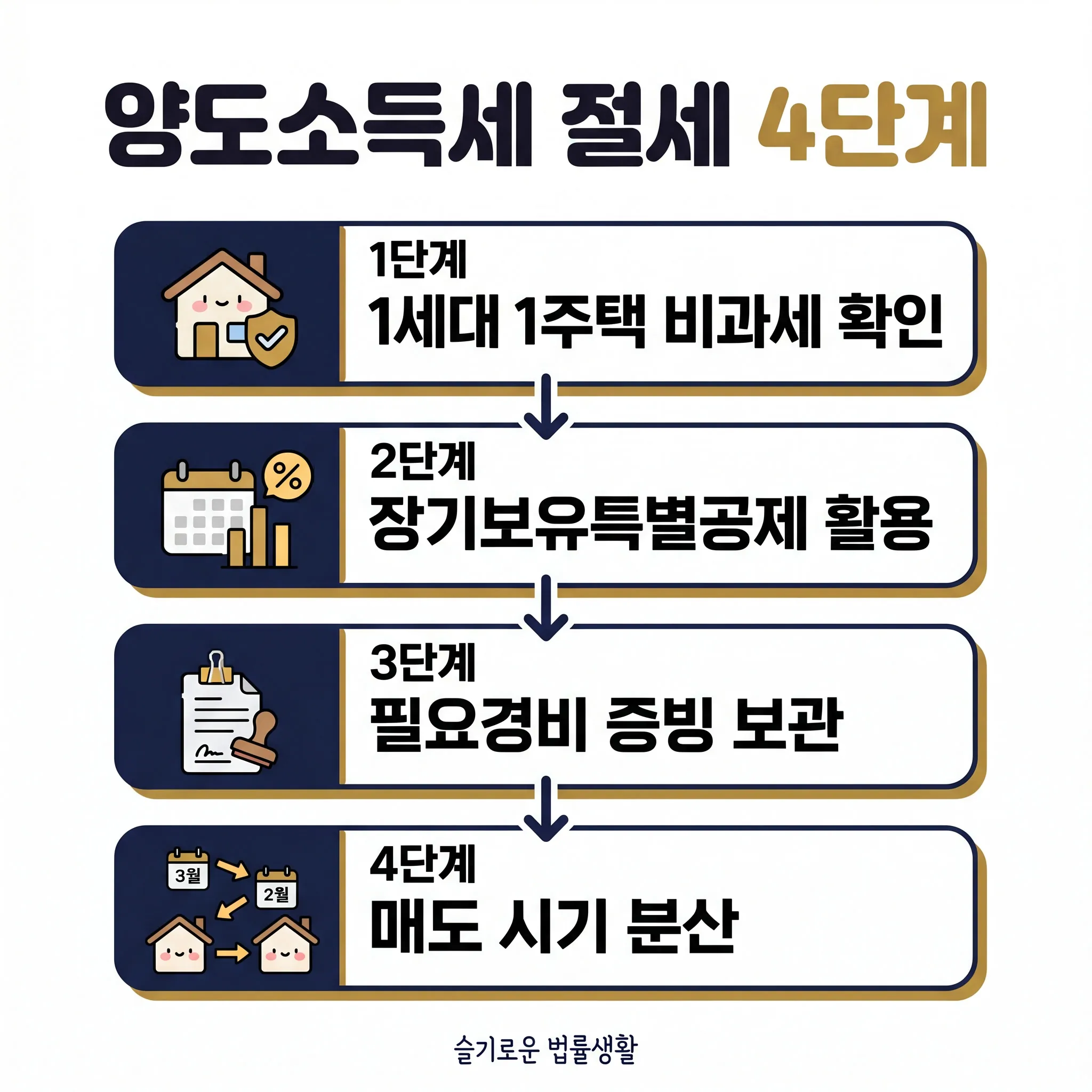 양도소득세 절세 4단계 카와이 인포그래픽