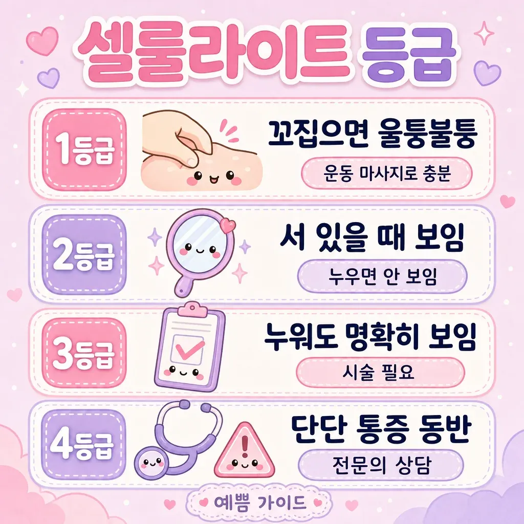 셀룰라이트 등급 카와이 인포그래픽