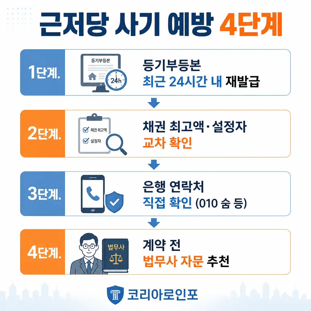근저당 사기 예방 4단계 카와이 인포그래픽