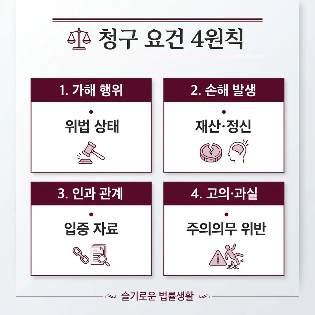 손해배상청구소송 청구 요건 — 가해·손해·인과·과실