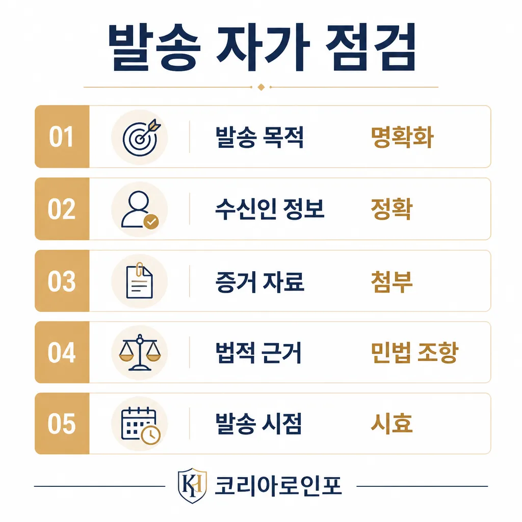 발송 자가 점검 5가지 인포그래픽