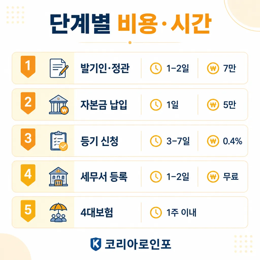 단계별 비용 시간 시뮬레이션 인포그래픽