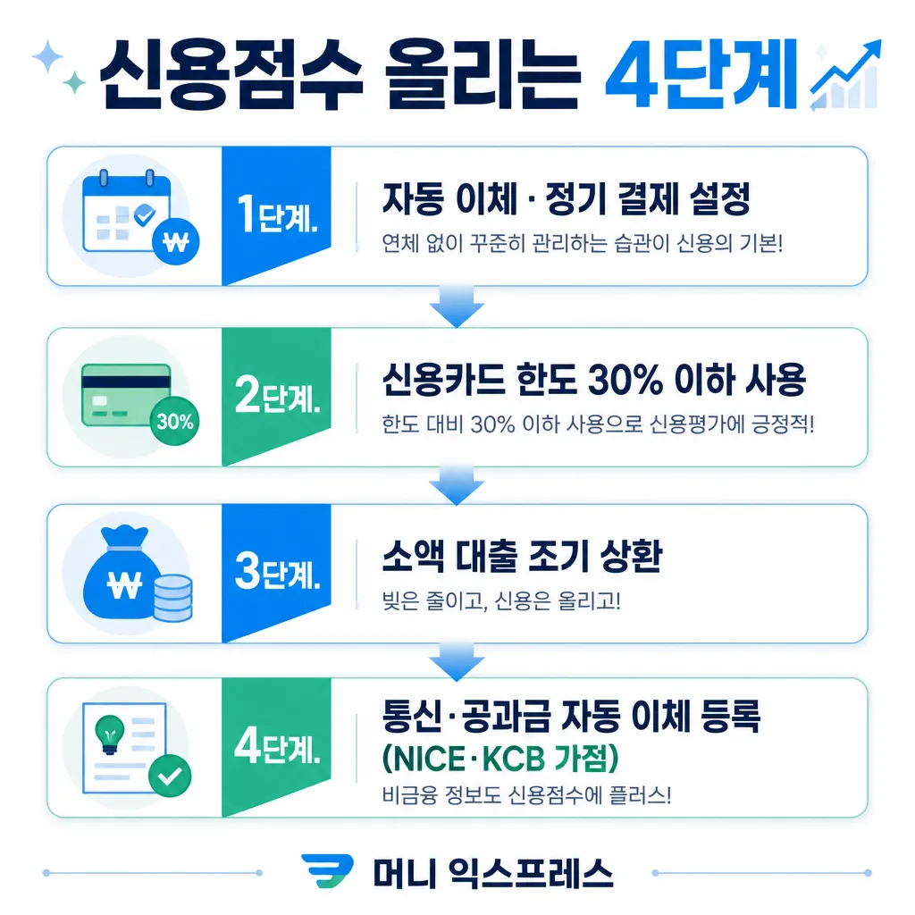 신용점수 올리는 4단계 카와이 인포그래픽