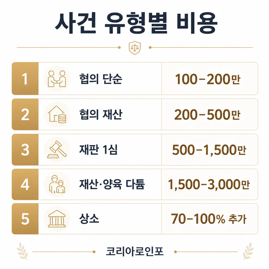 사건 유형별 비용 시뮬레이션 인포그래픽