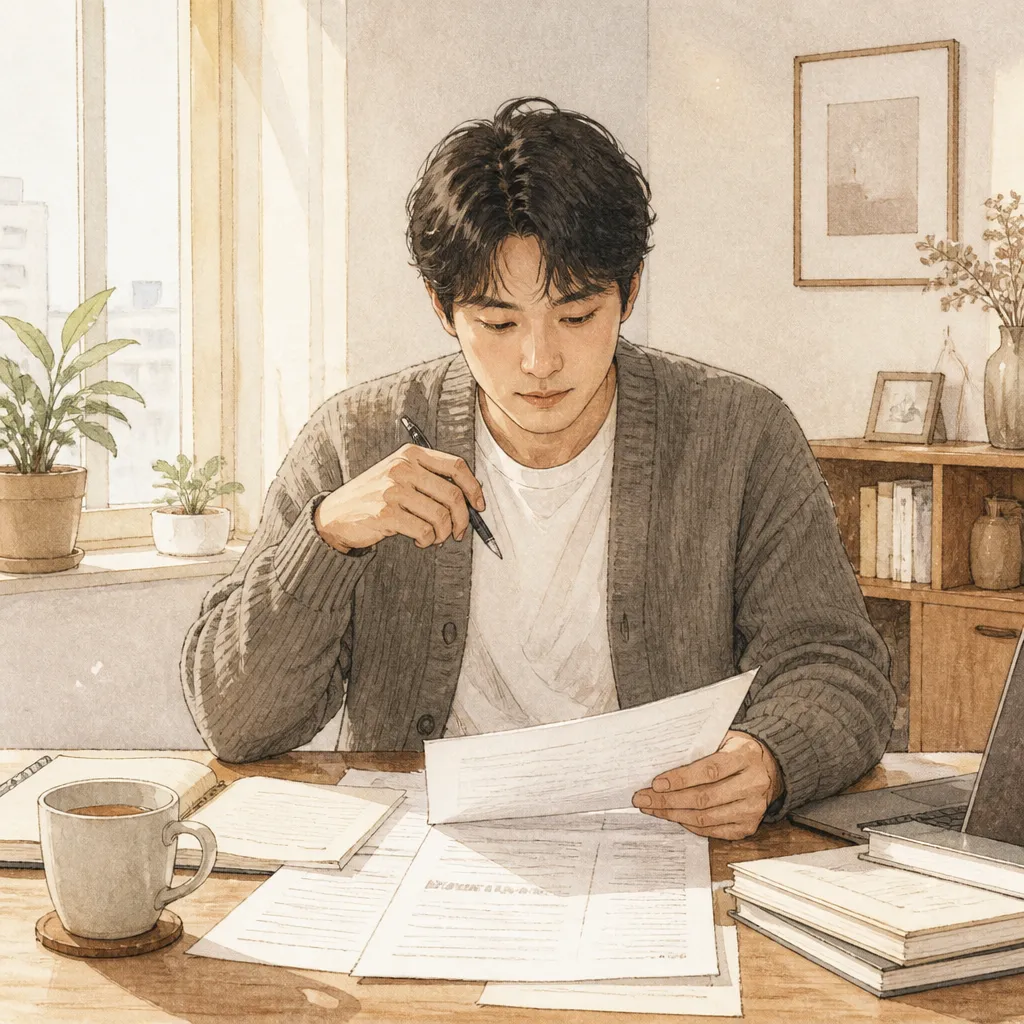 법률 서류 검토하는 사람